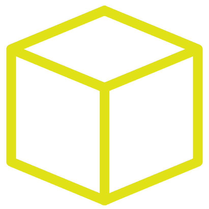 Geel vierkantig blok in 3D